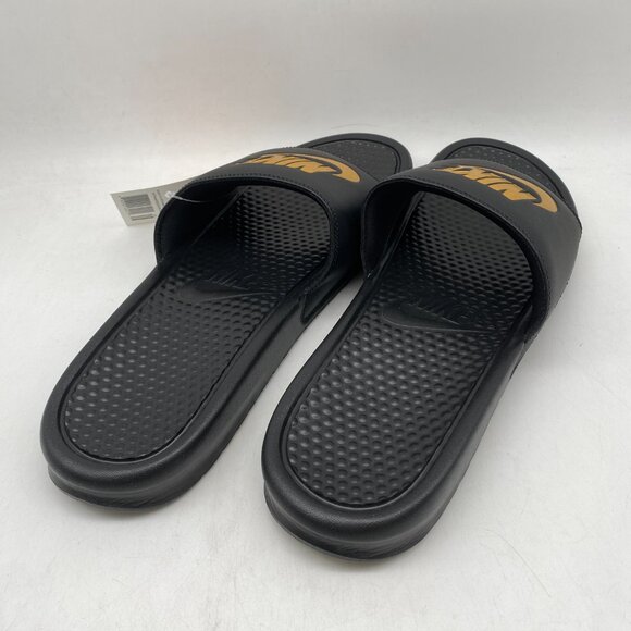 NIKE BENASSI JDI BLACK/METARIC GOLD #343880-016 US MEN\'S SIZE 14